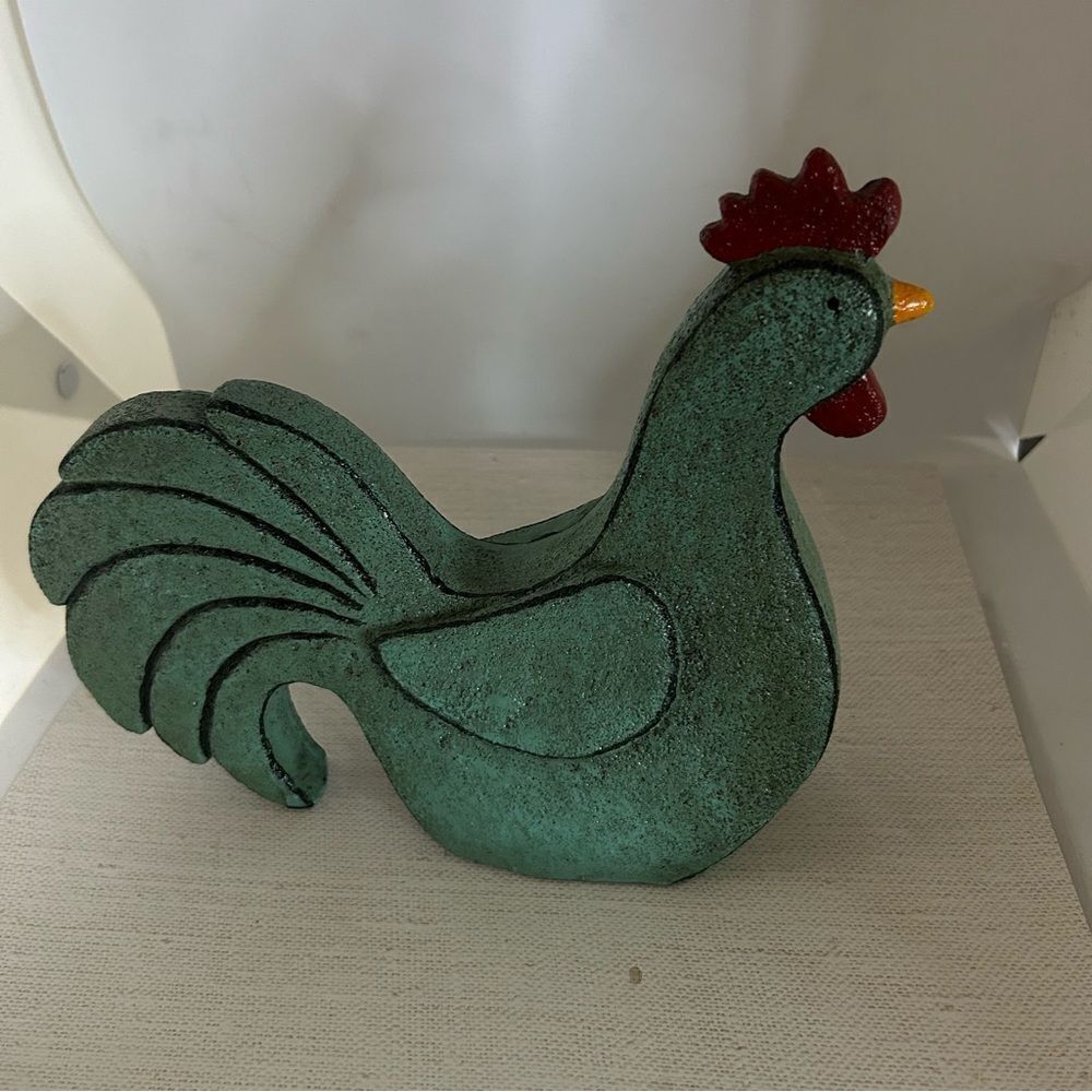 Resin chicken.  In a muted aqua green